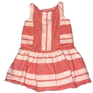 Janie and Jack Red Striped Linen Blend Sleeveless Dress Baby Toddler Size 18-24M